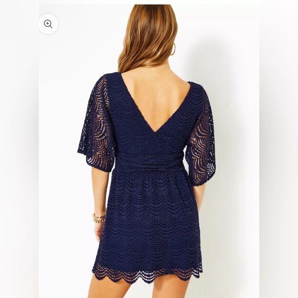 Lilly Pulitzer Parigi Skort Romper - True Navy Scalloped Shell Lace - Picture 3 of 4